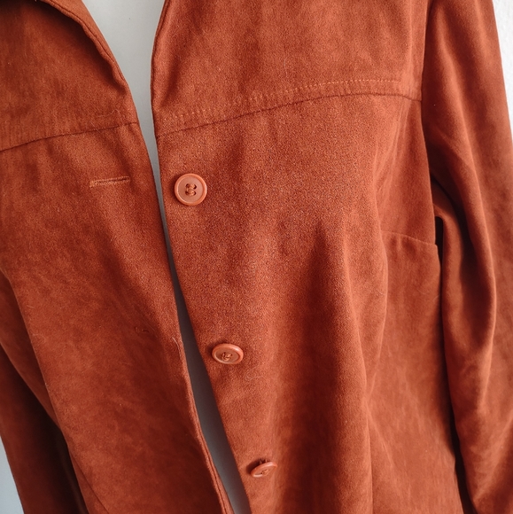 Notations rust brown faux suede 90's jacket M - Picture 2 of 5